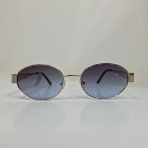 Free People Little Secret Oval Sunglasses Gold Frame Blue Lens Retro
